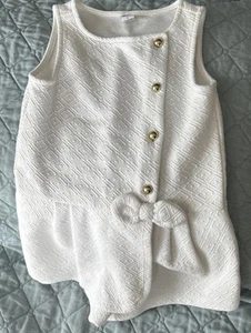 Janie and Jack Girls White Quilted Retro Romper Size 4 with cute details EUC - Picture 1 of 9