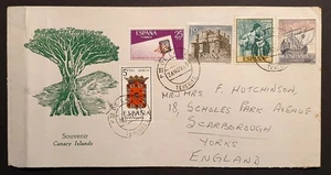 Spain Stamps 1969 Canary Islands Souvenir cover to UK Puerto de la Cruz cancel - Picture 1 of 2