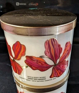 Bath and Body Works 3 Wick Sweet Red Mango Scented Candle 14.5 oz Jar - Picture 1 of 2