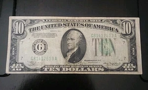 1934 A $10 GREEN SEAL FEDERAL RESERVE NOTE PHILADELPHIA - Picture 1 of 2