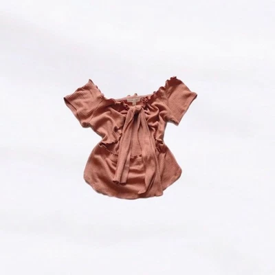 Top de corbata acanalada Active Usa Burnt Rust naranja fuera del hombro talla grande Foto 1 de 4