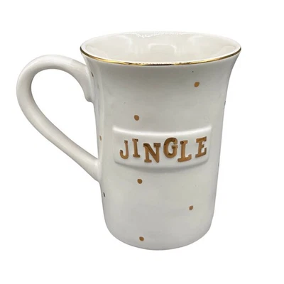 Hermosa Taza de Navidad Clásica Mud Pie Crema y Dorado Jingle Nueva Foto 1 de 4