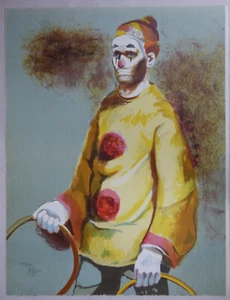 Litografía Philippe Alfieri Payaso Triste Firmada a Mano Edición Limitada - Imagen 1 de 7