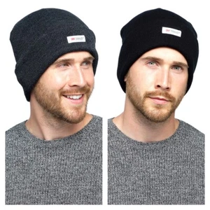 Mens Genuine 3M Thinsulate™ Fleece Lined Winter Beanie Hat Thermal Knitted Cap - Picture 1 of 5
