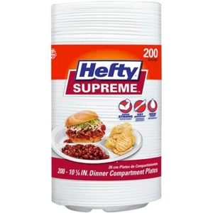 Hefty Supreme 3-Compartment Foam Plates, 10 1/4", 200 ct. - Picture 1 of 6