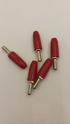 SOLDERLESS BANANA PLUG RED MALE 4MM THICK 38MM LENGTH (LOT OF 5) NNB - Image 1 of 2