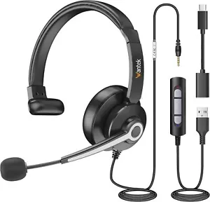 Wantek 3in1 Headset 3.5mm with USB to Type-C Microphone Headphone for PC/Phone - Picture 1 of 11