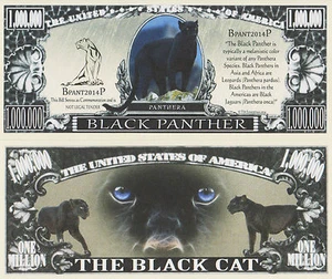 RARE: Black Panther $1,000,000 Novelty Note, Wild Animals Buy 5 Get one FREE - Picture 1 of 1