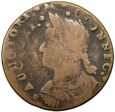 1787 M 32.3-X.4 Double Struck Draped Bust Left Connecticut Colonial Copper - Image 1 of 2