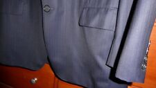 Hickey Freeman Traveller Ermenegildo Zegna Cloth Wool Blue Pinstripe Coat 42 R