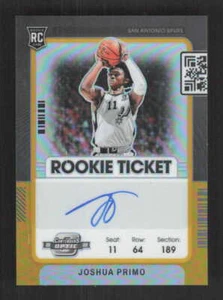 Joshua Primo 2021-22 Panini Contenders Optic Gold Spurs #/10 Auto #111 - Picture 1 of 2
