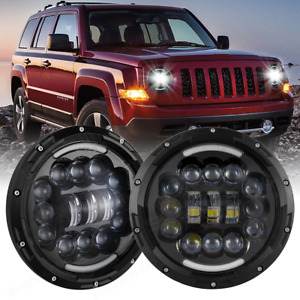 For 2008-2016 Jeep Patriot 7" Round LED Hi/Lo Headlight Halo DRL Turn Signal