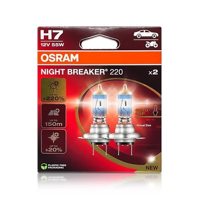Osram Night Breaker 220 H7 Halogen Headlight Bulbs 64210NB220 12V 55W Pack of 2 - Image 1 of 4