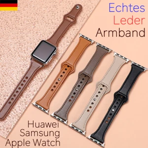 Echtes Leder Armband für Apple Watch / Samsung / Huawei 38 40 41 42 44 45 20 22 - Imagen 1 de 8