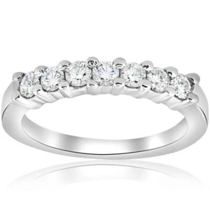 1/2 Ct Round Cut Diamond Wedding Ring 14K White Gold Women's Stackable Band - Picture 1 of 5