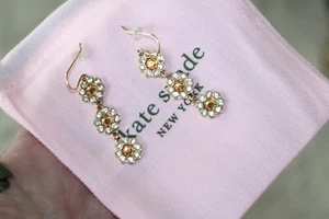 Kate Spade NY  Triple flower Linear Drop Earrings  dangle - Picture 1 of 5