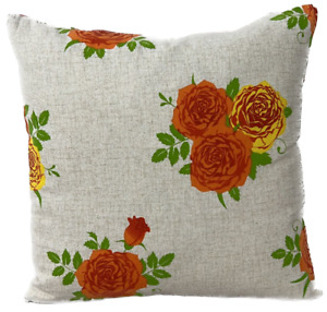 Cushion Cover Orange Yellow Rose Floral 16 x 16" Inch 40 x 40 cm New Shabby chic