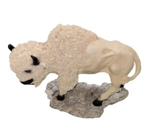 Heavy Resin Lifelike White Buffalo Statue Figurine Sacred Bison Vintage - Picture 1 of 4