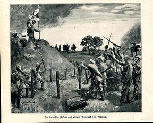 Deutsche Fahne auf Vorwerk von Namur -- WK.1914- Zeitungsausschnitt-- aus 1914 - Picture 1 of 1