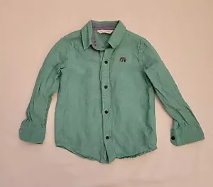 Janie and Jack boys button front shirt green linen and cotton size 3 - Picture 1 of 5