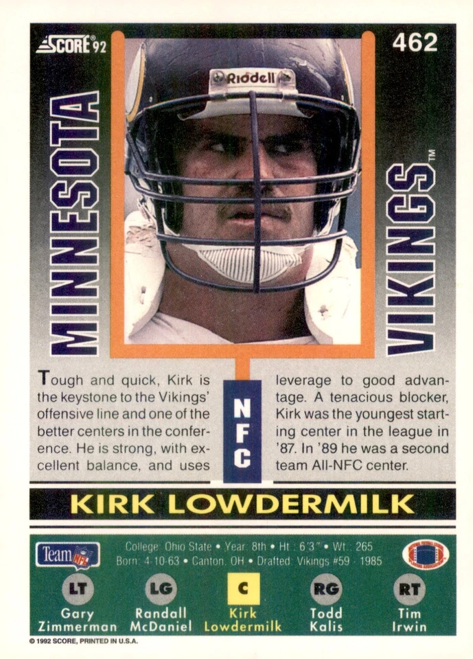 S1R9: 1992 Score Football Cards -You Pick your players. .99 - 1.25, 301-550 - Image 1 of 3