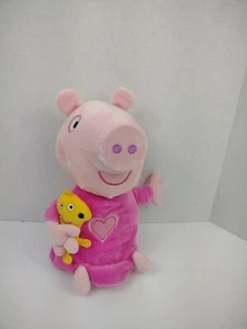 2003 Talking Peppa Pig Stuffed Plush Animal Pink Dress 12" tall - Picture 1 of 7