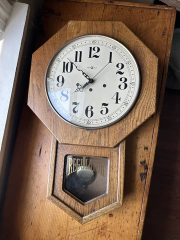 Vintage Howard Miller Regulator Wall Clock Reconfigured with AA Battery Pack Cover