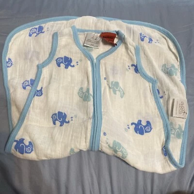 Manta portátil de muselina saco de dormir Aden Anais mediana 6-12 6 12 azul elefante Foto 1 de 4