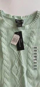 $ 398 Sutton Studio 100 % Kaschmir Zopfmuster Pullover Pulli Frost Mint Größe L Neu mit Etikett - Bild 1 von 12