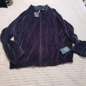 Weatherproof Men's Velour Jacket Track Full Zip Dark Blue 2XL XXL NEW - Picture 1 of 6