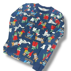 Hanna Andersson Kid Sz 10 140cm Pajama Top Dogs Christmas Holiday Organic Cotton - Picture 1 of 7