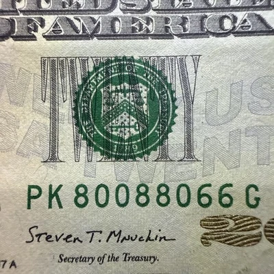 2017A $20 Dollar #PK 80088066 G Trinary Serial Number - Image 1 of 4