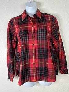 Foxcroft Damen Übergröße 16 (0X) rot Schottenkaro Knopfleiste Hemd Langarm - Bild 1 von 7