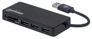 Manhattan-Products 164931 Hub USB z czytnikiem kart micro / SD - Multiport z Sup - Zdjęcie 1 z 6