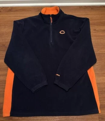 Pullover Chicago Bears Para Hombre XL 1/4 Cremallera Manga Larga Azul y Naranja Bordado Foto 1 de 4