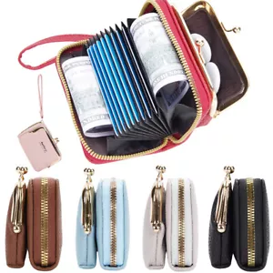 Women Leather Coin Card Key Ring Wallet Pouch Mini Purse Zip Up Small Change Bag - Picture 1 of 44