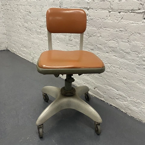 Vintage Goodform Mid Century Propeller Office Chair Orange Brown Aluminum 1950s Cover