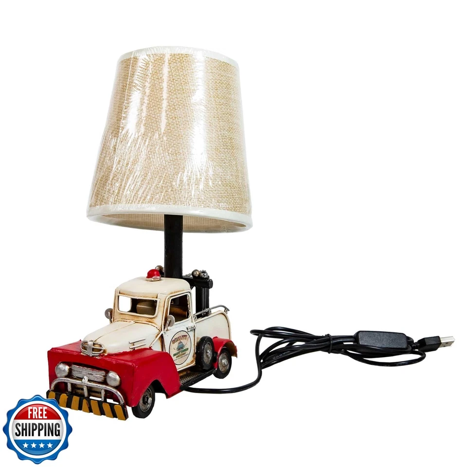 Berfutall-Decorative Rustic Red Vintage Truck USB Table Lamp，Night Light with - Image 1 of 4