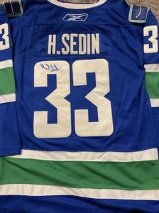 Henrik Sedin NHL SIGNED  custom VANCOUVER CANUCKS Hockey JERSEY Autograph - Picture 1 of 3