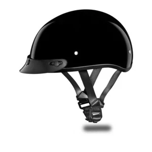 Daytona Cascos Gorra Calavera 1/2 Cara Abierta Brillo Negro DOT Casco de Motocicleta - Imagen 1 de 6