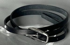 Banana Republic | Black Leather Belt | Size L  34-38 in | Silver Buckle | EUC - Picture 1 of 7