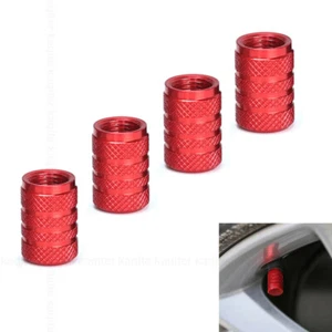 4pcs/Set Red Car Tyre Tire Valve Stems Air Dust Covers Screw Caps Accessories - Picture 1 of 12