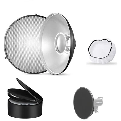 Godox 16.5inch/42cm Silver Beauty Dish Bowens Mount Reflector w/Honeycomb +bag - Image 1 of 4