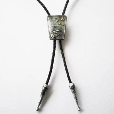 Gold Stars Flag Map Western Cowboy Rodeo Bolo Tie - Image 1 of 2