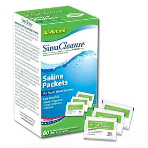 2 Pack SinuCleanse Saline Nasal Congestion and Sinus Relief2 x 60 total 120 Ct - Picture 1 of 1