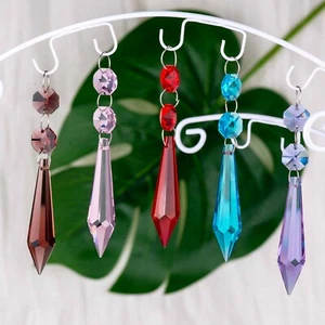 12pcs 2.5" Crystal Icicle Pendant Chandelier Prisms Drops Lamp Curtain DIY Parts - Picture 1 of 53