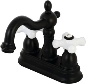 Kingston Brass KB1600PX 2Handle 3Hole Deck Mount 4" Centerset Faucet Matte Black - Picture 1 of 3