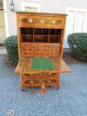 HIGH QUALITY ANTIQUE c1890 FRENCH ABBATANT DESK, SATINWOOD INLAY Cover