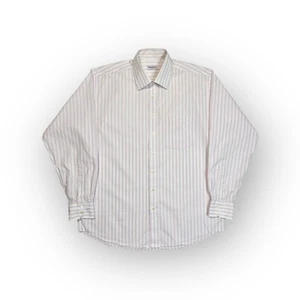 Balmain Paris Pink & White Pinstriped Button Up Long Sleeve Shirt Size Large - Picture 1 of 7