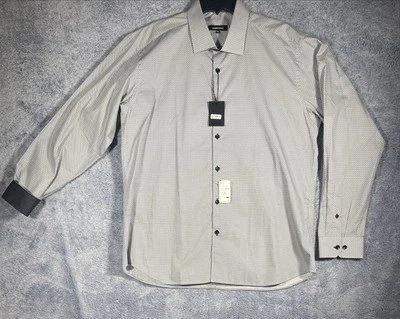 Jared Lang NWT Long Sleeve Button Up Shirt Men's 2XL Black White Flip Cuff - Image 1 of 4